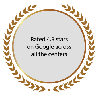 Rated 4.8 stars on Google across all the centers